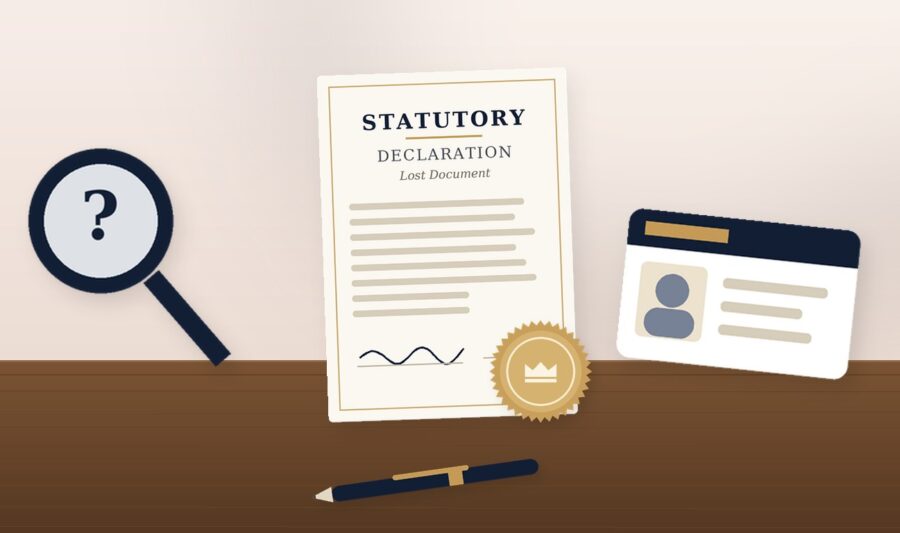 lost stolen documents statutory declaration Statutory declaration for a lost document with a magnifying glass and ID card