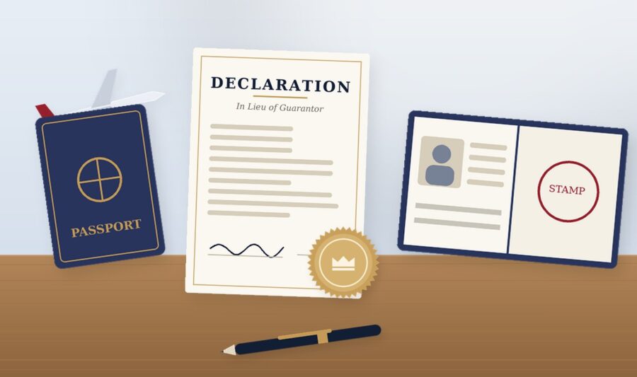 Declaration in lieu of guarantor with a Canadian passport and open passport