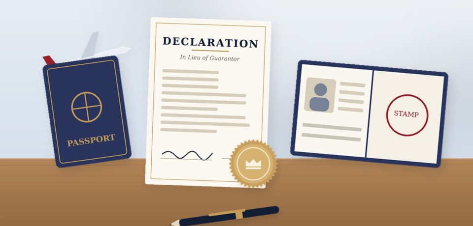 Declaration in lieu of guarantor with a Canadian passport and open passport
