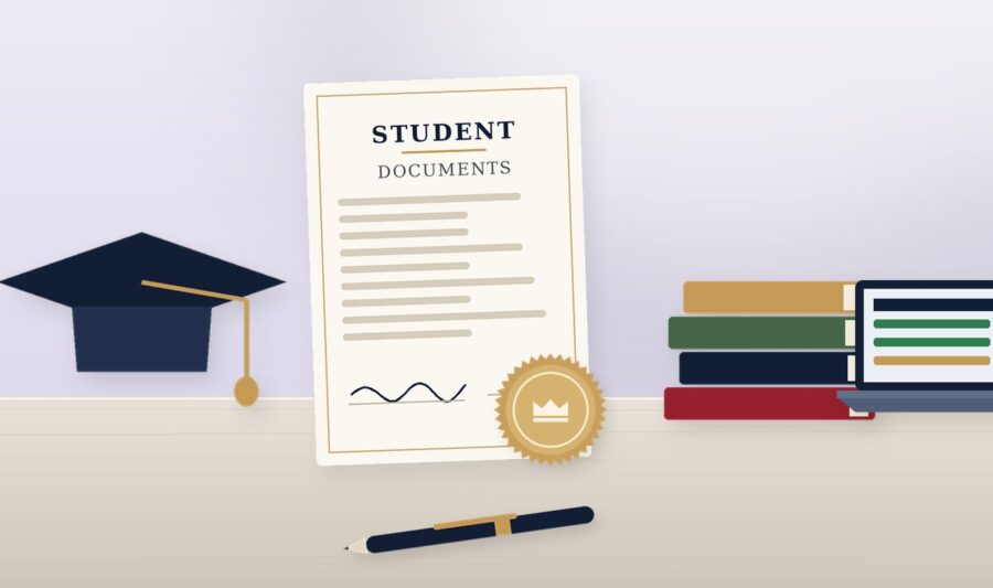 student notary guide hamilton Student documents with a graduation cap, books and laptop